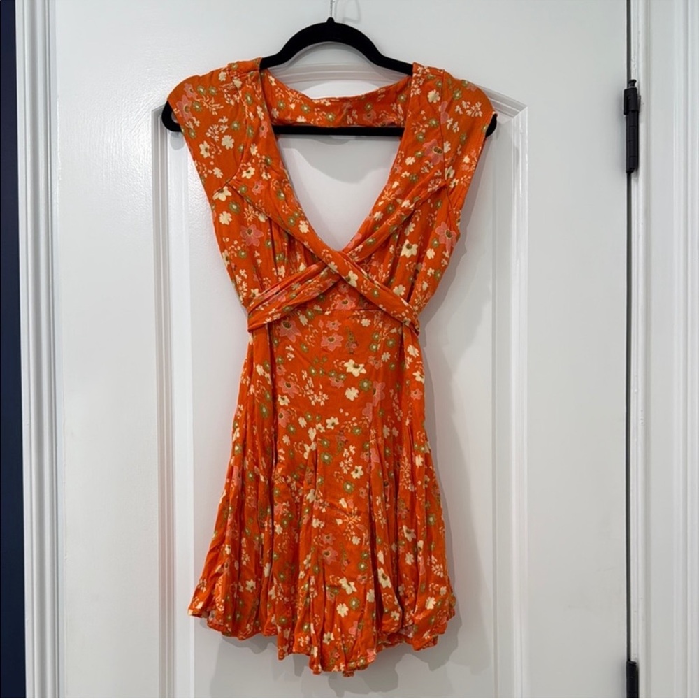 Free People Floral Orange Dress - Picture 8 of 12